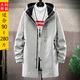 JEEP SPIRIT 2025 Autumn and Winter Large Size Windbreaker Men's Medium Long Coat Loose Velvet Trendy Fat Casual Gray Coat Model 2169 Light Gray 8XL (250-270Jin Jin is equal to 0.5 kg)