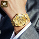 Marque olevs entièrement automatique montre la montre mécanique pour hommes tendance à la mode de diamant creux de la montre masculine de la montre masculine étanche.