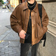 Customized brown brown pu leather clothespin for men British yuppie men's high-end hiphop European and American high street short jacket trendy brown L