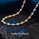Amber Lollipop Baroque Pearl Necklace Simple Niche Women's Necklace Anniversary Birthday Gift for Girlfriend and Wife Gold