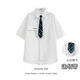 未萱成人礼服男18岁 高级感夏季2024学院风夏短袖衬衫班服高中生dk制 白色衬衫+西裤 XL XXS