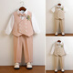 Wengeao (Wengeao) Kinderkleider Boy Host Kleidungskleidung Blumenjungenanzuganzug Anzug Set Kindertagempfänger Kostüm Prince Anzug Khaki Weste + Kurzärmele + Hosen