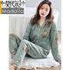 Modal brand new high-end products, pajamas for women, spring and autumn long sleeves, pure cotton, middle-aged mothers, women's autumn cotton, women's autumn large-size home clothing set, 9215 gray-blue (165/L size) recommended to wear weight 100-120 Jin [Jin equals 0.5 kg]