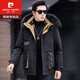 Pierre Cardin New HaINing Nerk Coat Parka Überwindung des Männerfuchskragenfell integrierter verdickter Fell Winterjacke Trendy Marke Khaki Yellow + Snow Fox Pelzkragen XL 180