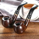 
ADOUS (ADOUS) ebony pipe handmade pipe vintage filter pipe bend 9mm filter element solid wood bucket gift 653 random carving