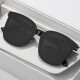 Genuine GM sunglasses men driving high-end sunglasses women taking photos to make them look slim and sun protection high-value trendy H style 丨Black frame black film-High-definition UV protection