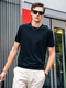 Mr. Clothes Cool Comfortable Round Neck Short Sleeve T-shirt 2024 Summer New Fashion Fashion Men's Clothes Clothes Clearance AT12398 Osin Black M(170) All Size