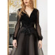Original designer women's witch and knight 2021 spring new style black swing dress temperament tutu skirt evening dress black M