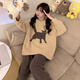 Yalu Pyjamas Damen 2025 Neues halbe Länge Samt Little Black Cat Herbst- und Wintertage Korallenmerze plus Samt verdickte Set Home Clothing 6623 m Frauen (empfohlenes Gewicht 80 100 Jin [Jin gleich 0,5 kg]))