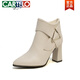 CARTELO high heel short boots for women 2025 spring and autumn new pointed toe thick heel women's boots large size fashion nude boots slim Martin boots women off white 37