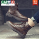 Cartelo Martin Boots Herrenherbst- und Winter High-Top-Schuhe Trendy Leder Britisch-Stil kurze Stiefel neue Plüschmitte Retro-Arbeitsstiefel Brown <Middle Top Style> 41