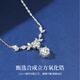 Lao Fengxiang Wisteria Blossom S925 Silver Necklace Women's Temperament Clavicle Chain Wedding Anniversary Birthday Gift for Girlfriend and Wife One Carat-Wisteria Blossom Necklace-Brand Gift Box