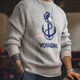 Maden Workwear American Retro Strickanker Jacquard Pullover Vintage Pullover Rundes Hals Basis Hemd Herrenherbst grau Blau L.