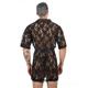 Männer Sex Nachthemd für Männer Super sexy Spitze transparent Tanga Bademantel Hauskleidung Set Perspektive Versuchung Schwarz S