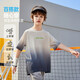 Fragen Sie Junior Children's Cloding Boys 2025 Sommer leicht und schnell trockener Verlauf kurzärmelig Ragnant Sport T-Shirt Boys Gray 170