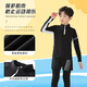 Yu Yufan Children's Badminton Training Suit Set for Men and Girls Autumn and Winter Long Sleeve Quick Dry Clothes Table Tennis Jumping Rope Sports Running Suit 9793 Black + 9981 Fake Two-piece Gray Trousers 24-size height 130-140cm50-60Jin [Jin equals 0.5 kg]