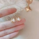 Moon Suiren Korean Pearl Earrings Women's Retro French Elegant S925 Silver Needle Temperament High-end Earrings Earrings Trendy Rotating Pearl Earrings Rose Gold
