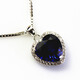 Dream Bubble Ocean Heart Necklace Titanic Style Women's Pendant Tanzanite Sterling Silver Inlaid with Sapphire as a Gift White Gold (12X12mm) with Chain