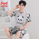 Cat Man (Miiow) reines Baumwoll-Pyjamas Teen loser großer Home-Kleidungs-Set Sommer Kurzarm Cartoon Sommer-Männer Kurzarm Shorts-Q1392 karierte lächelnde Gesicht XL Standard Männer [130-145jin [Jin gleich 0,5 kg]]