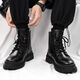 Xier Martin Boots Männer Neue High-Top British Style-Arbeitsstiefel Trendy Retro Lederstiefel dicke Motorradstiefel Männer schwarz 43