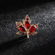 Jiemo Light Luxury Maple Leaf Brooch Men's Corsage Suit Pin Crystal Badge Simple and Attractive Pin Lapel Pin Accessories z4 Red