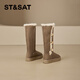 Samstag Schneestiefel für Frauen flacher Boden plus Samt warme und modische trendige kalte Baumwollstiefel 2024 Winter neuer Stil Khaki 36 (230 mm) Standardcode