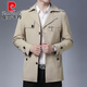 Pierre Cardin brand high-end men's clothing 2022 new style windbreaker men's short spring and autumn business casual lapel men's iron-free jacket trendy knitted 2732 Khaki M Recommended 100-115 Jin Jin equals 0.5 kg to wear