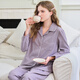 American Standard gives your lover new long-sleeved couple pajamas pure cotton suit for women spring and autumn pure cotton casual simple home wear for men misty purple M