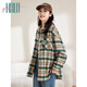 Halo Queen thick long-sleeved shirt women's autumn and winter trendy pocket plaid shirt new casual top jacket H144C6004