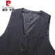 Pierre Cardin striped suit suit men's new style double-breasted high-end business suit three-piece wedding dress 9810 gray