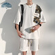 
Dingfengbaoluo casual suit summer shorts shorts thin loose breathable sports men's suit TZ054 white 2XL