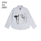 
jnby by JNBY Jiangnan cloth children's clothing autumn long sleeve cotton shirt cute concert pattern boys and girls children 1N7212640 983 blue black strips/grid 130 cm