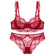 
VRSZEE light luxury brand underwear for women thin style gathering bra set small breasts and sexy lace underwear seductive bikini burgundy 80B