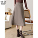 She enjoys woolen skirt female Maillard plaid woolen A-line skirt retro mid-length umbrella skirt T144B6003