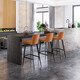 Hedon [Italian top layer cowhide] genuine leather bar chair bar stool light luxury household soft backrest bar stool high chair 7170 [Italian top layer cowhide] Warm gray/sitting height 62