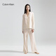 Calvin Klein内衣【七夕礼物】秋季女士ck满印半松紧休闲家居长裤睡裤QS6850 LNB-牛乳白 XS