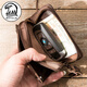 
BOYCLN brand men's genuine leather key bag, large capacity card bag for women, cowhide car remote control key bag waist hanging bag, dark brown