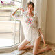 Feimu sexy lingerie sexy shirt boyfriend style see-through sexy suit sexy underwear thong white 7805