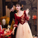 Li Baixin Toast Wear 2025 New Winter Long Sleeve Bridal Engagement Dress Burgundy Student Art Exam Fugitive Princess Dress Burgundy S