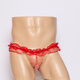 Men's lace transparent sexy temptation thong underwear T-string men's gay breathable gay small red