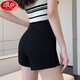 Langsha black tight shorts for women to wear as outerwear, elastic high-waisted sexy hot pants, slim butt-covering hot pants, ultra-short three-quarter pants, black M, recommended 111-120 Jin Jin is equal to 0.5 kg