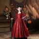 Xiao Ka Yi Nong Halloween children's costume girl dress character little girl dance cosplay witch vampire costume Halloween burgundy costume + hat + shawl 140