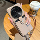 Yu Tang is suitable for OPPOFindX6Pro mobile phone case lychee pattern electroplating full cover leather hard shell advanced card bag oblique strap lanyard anti-fall oppofindx6pro protective case [Pink coffee + card bag + crossbody lanyard] OPPOFindX6Pro