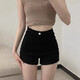Miao Yijia black shorts for women in autumn and winter high waist denim shorts slimming girls hot pants with boots showing long legs hot girl shorts denim shorts black L