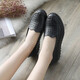 Night Rain (NightRain) mother shoes single shoes summer 2025 new soft sole middle-aged and elderly hollow anti-slip middle-aged sandals for women's hole leather shoes black A829-1 women's single shoes 37 (235mm) fat feet wide foot shot one size