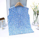 AB underwear women's pure cotton pajamas summer sleeveless sweatshirt middle-aged and elderly mothers printed V-neck cardigan vest T-shirt S724 Little Blue Flower XL (165/95)