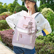 Neue koreanische Version des vielseitigen literarischen Leinwand -Rucksacks für Mädchen im College -Stil Rucksack Leichtes Kapazität Grundschüler Junior High School Schüler High School Schools Schultasche Computertasche FantExi V688G Pink