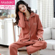 Modal pijama de algodón puro para mujeres en la primavera y otoño cárdigan de manga larga para el juego de ropa para el hogar de algodón simple y cómodo de mediana edad y jóvenes.