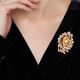 QUAMER luxurious and atmospheric fireworks brooch, versatile high-end pearl sunflower brooch suit jacket, gold fireworks brooch