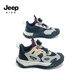 
Jeep Jeep boys spring and autumn children's sneakers soft sole lightweight summer running shoes for girls 2024 new knob button shoes dark blue red [single net] 32 shoes length about 20.5cm